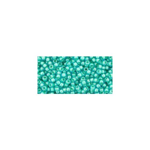 Toho Round Japanese Seed Bead  -  954  -  Jonquil Lined Aqua  -  size: 11/0