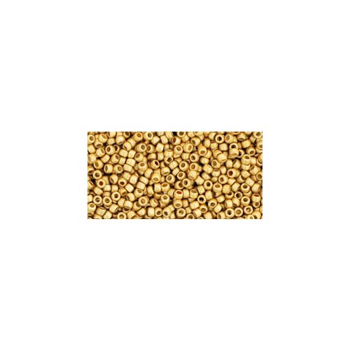 Toho Round Japanese Seed Bead  -  pf557f - Matt Galvanized Gold with Permanent Finish  -  size: 15/0
