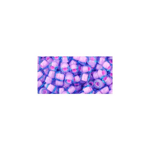 Toho Round Japanese Seed Bead  -  937  -  Bubble Gum Pink-Lined Aqua   -  size: 6/0