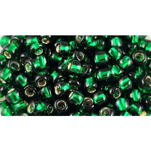 Toho Round Japanese Seed Bead  -  36 - Silver-Lined Green Emerald - 8/0