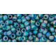Toho Round Japanese Seed Bead  -  167bdf - Transparent Frosted Rainbow Sea Blue 8/0