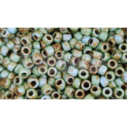 Toho Round Japanese Seed Bead  -  y307f  -  Hybrid Opaque Turquoise Frosted Picasso -  size: 8/0
