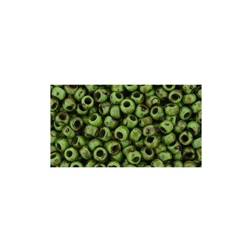 Toho Round Japanese Seed Bead  -  y321f -  HYBRID Opaque Mint Green Picasso -  size: 8/0