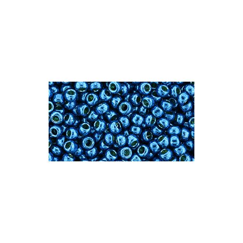 Toho Round Japanese Seed Bead  -  pf584  - PermaFinish - Galvanized Turkish Blue  -  size: 8/0