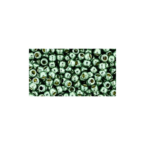 Toho Round Japanese Seed Bead  -  pf589  - PermaFinish - Galvanized Jade Green  -  size: 8/0
