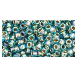Toho kásagyöngy - 995 - Gold Lined Rainbow Aqua - 8/0