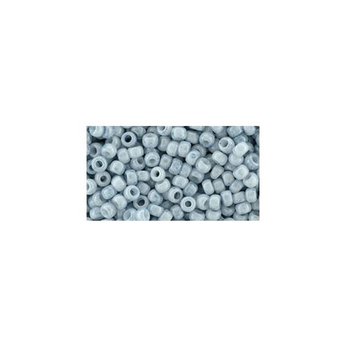 Toho Round Japanese Seed Bead  -  1205 -  Marbled Opaque White/Blue- size: 8/0