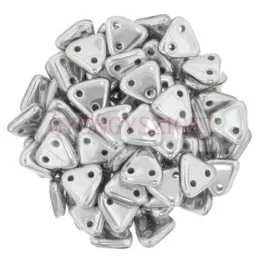   CzechMates 2 Hole Triangle Czech Glass Bead - Aluminium - 6mm