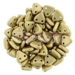   CzechMates 2 Hole Triangle Czech Glass Bead - Matt metál arany -6mm