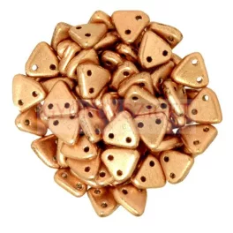   CzechMates 2 Hole Triangle Czech Glass Bead - Matt Metallic Copper - 6 mm