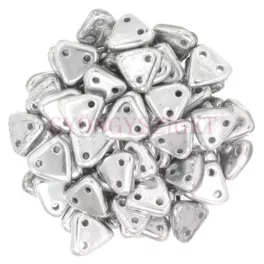 CzechMates 2 Hole Triangle Czech Glass Bead - Ezüst -6mm
