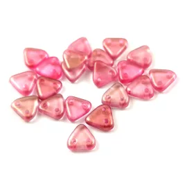   CzechMates 2 Hole Triangle Czech Glass Bead - Transparent Rose Golden Shine - 6mm