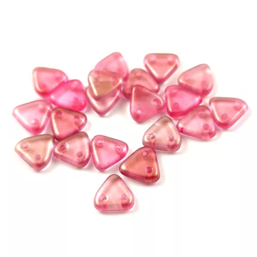 CzechMates 2 Hole Triangle Czech Glass Bead - Transparent Rose Golden Shine - 6mm