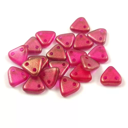 CzechMates 2 Hole Triangle Czech Glass Bead -  Transparent Pommegranate Golden Shine - 6mm