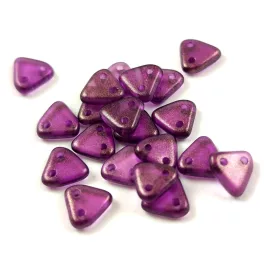   CzechMates 2 Hole Triangle Czech Glass Bead -  transzparens ametiszt -6mm