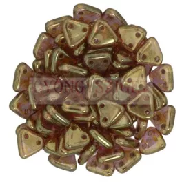   CzechMates 2 Hole Triangle Czech Glass Bead - Rózsa arany topáz lüszter -6mm