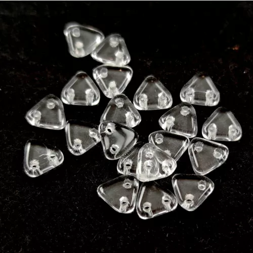 CzechMates 2 Hole Triangle Czech Glass Bead - Crystal - 6mm