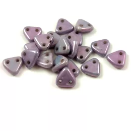   CzechMates 2 Hole Triangle Czech Glass Bead - Alabaster Purple - 6mm