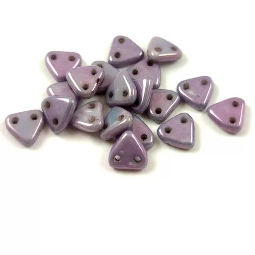 CzechMates 2 Hole Triangle Czech Glass Bead - Alabaster Purple - 6mm