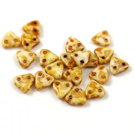   CzechMates 2 Hole Triangle Czech Glass Bead - Alabaster Travertine - 6mm