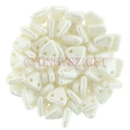   CzechMates 2 Hole Triangle Czech Glass Bead - white luster - 6mm