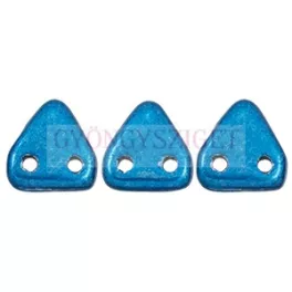   CzechMates 2 Hole Triangle Czech Glass Bead - Saturated Metallic Nebulas Blue - 6mm