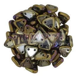   CzechMates 2 Hole Triangle Czech Glass Bead - Barna írisz -6mm