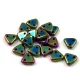 CzechMates 2 Hole Triangle Czech Glass Bead - Jet Green Iris -6mm