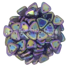   CzechMates 2 Hole Triangle Czech Glass Bead -  purple iris -6mm