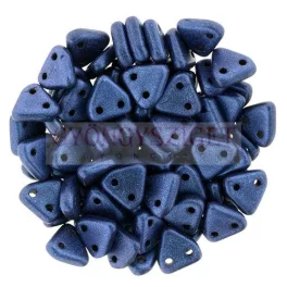   CzechMates 2 Hole Triangle Czech Glass Bead - matte metallic blue - 6mm