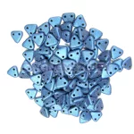 CzechMates 2 Hole Triangle Czech Glass Bead - matte metallic blue - 6mm