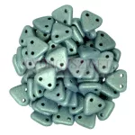 CzechMates 2 Hole Triangle Czech Glass Bead - Matt metál világos zöld -6mm