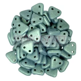   CzechMates 2 Hole Triangle Czech Glass Bead - Matt metál világos zöld -6mm