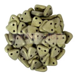   CzechMates 2 Hole Triangle Czech Glass Bead - Matt metál agyag -6mm
