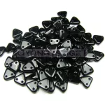 CzechMates 2 Hole Triangle Czech Glass Bead - Telt fekete -6mm
