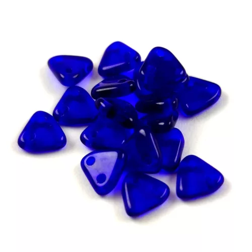 CzechMates 2 Hole Triangle Czech Glass Bead - Sapphire -6mm
