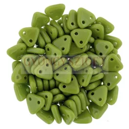   CzechMates 2 Hole Triangle Czech Glass Bead bead - opaque olive - 6mm