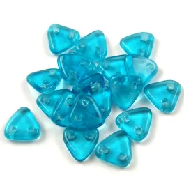 CzechMates 2 Hole Triangle Czech Glass Bead - Aqua - 6mm