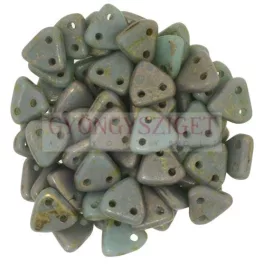   CzechMates 2 Hole Triangle Czech Glass Bead - turquoise copper picasso - 6mm