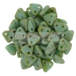 CzechMates 2 Hole Triangle Czech Glass Bead - Telt türkiz picasso -6mm