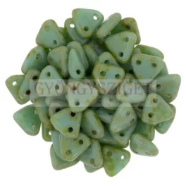   CzechMates 2 Hole Triangle Czech Glass Bead - Telt türkiz picasso -6mm