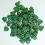 CzechMates 2 Hole Triangle Czech Glass Bead - Telt türkiz picasso -6mm