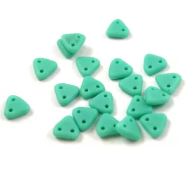   CzechMates 2 Hole Triangle Czech Glass Bead - Matt türkiz -6mm