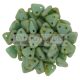 CzechMates 2 Hole Triangle Czech Glass Bead - Turquoise Green Picasso -6mm