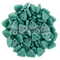   Cseh kétlyukú háromszög gyöngy - Opaque Turquoise Green -6mm
