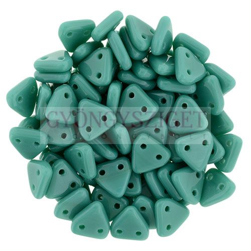 CzechMates 2 Hole Triangle Czech Glass Bead - green turquoise - 6mm