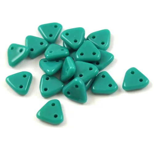 CzechMates 2 Hole Triangle Czech Glass Bead - green turquoise - 6mm