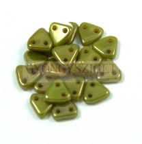 Cseh kétlyukú háromszög gyöngy - Green Bronze -6mm
