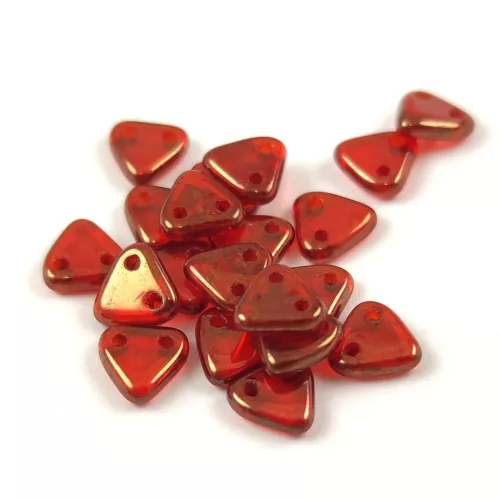 CzechMates 2 Hole Triangle Czech Glass Bead - Bronze Luster Light Siam -6mm