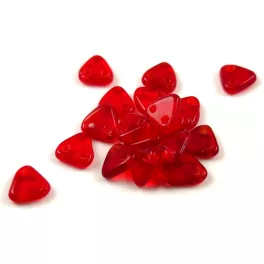 CzechMates 2 Hole Triangle Czech Glass Bead - Ruby -6mm